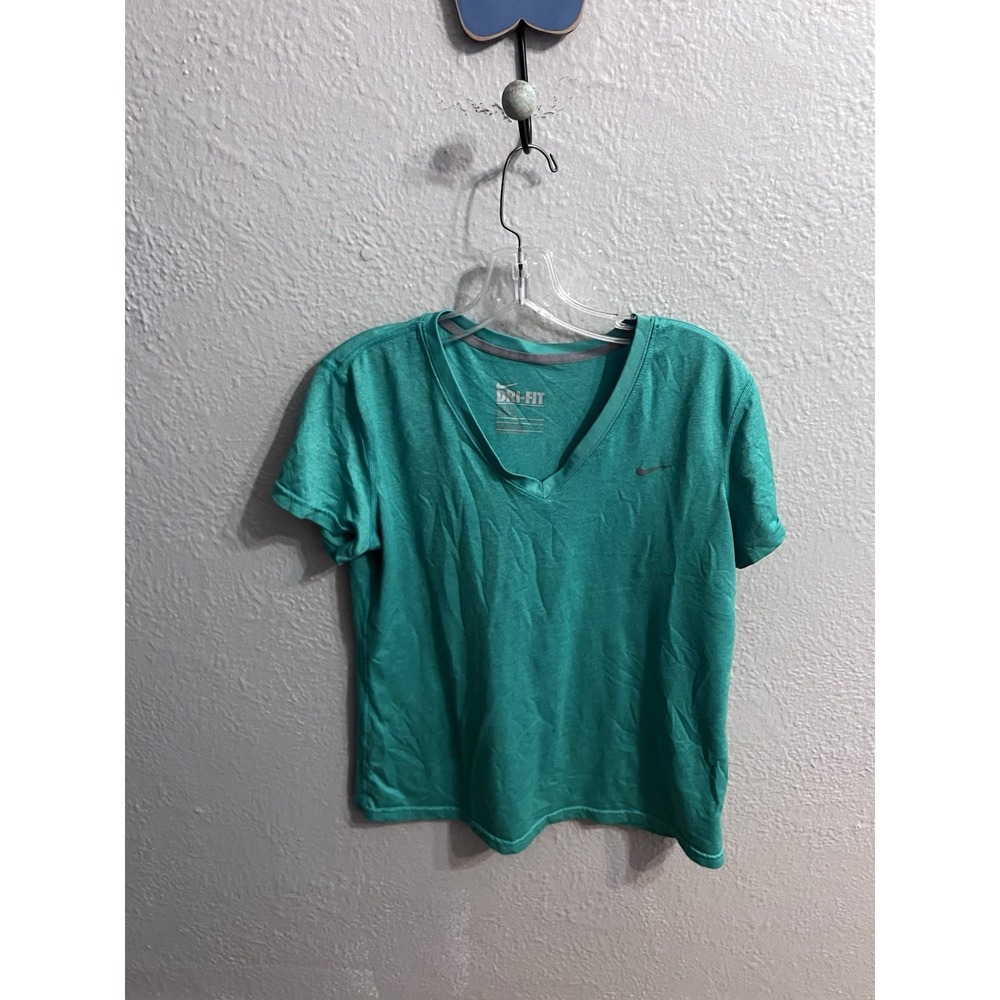 Womens  Green V-neck Nike Short sleeve Shirt Size Large‎